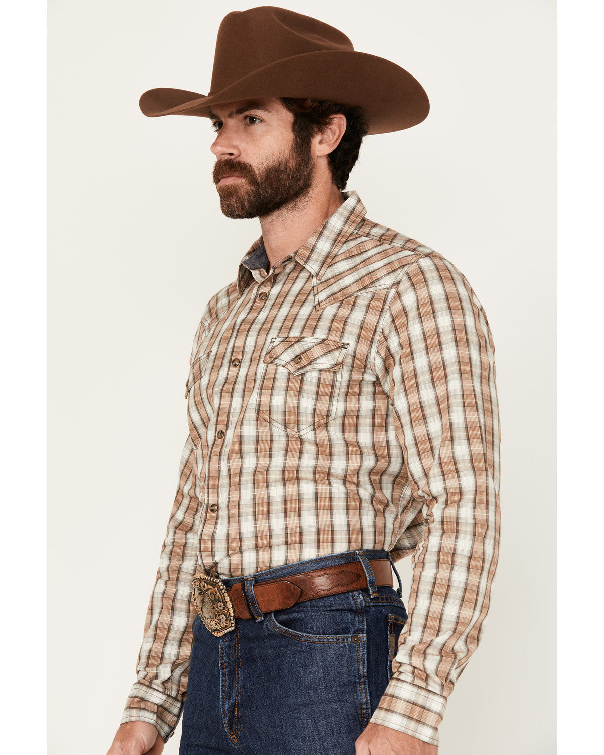 Men's Buck Off Plaid Print Long Sleeve Snap Western Shirt | Cody James Clothing