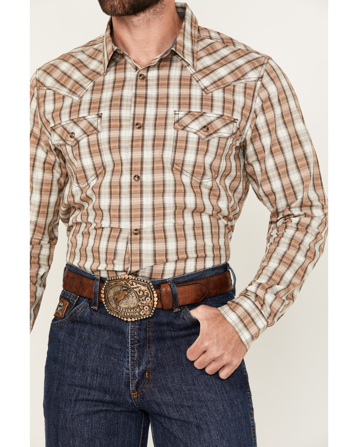 Men's Buck Off Plaid Print Long Sleeve Snap Western Shirt | Cody James Clothing
