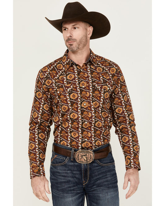 Men's Row Boat Southwestern Print Long Sleeve Snap Western | Cody James Clothing|Sale