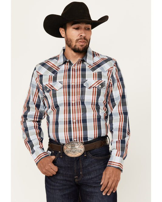 Men's Simple Life Plaid Print Long Sleeve Snap Western Shir | Cody James Clothing|Sale