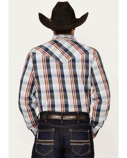 Men's Simple Life Plaid Print Long Sleeve Snap Western Shir | Cody James Clothing|Sale