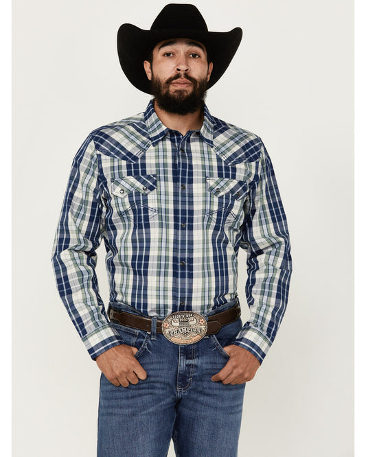 Men's Cole Plaid Print Long Sleeve Pearl Snap Western Shirt | Cody James Clothing|Sale
