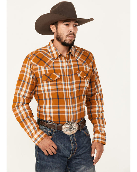 Men's Tidal Wave Plaid Print Long Sleeve Snap Western Flann | Cody James Clothing|Sale