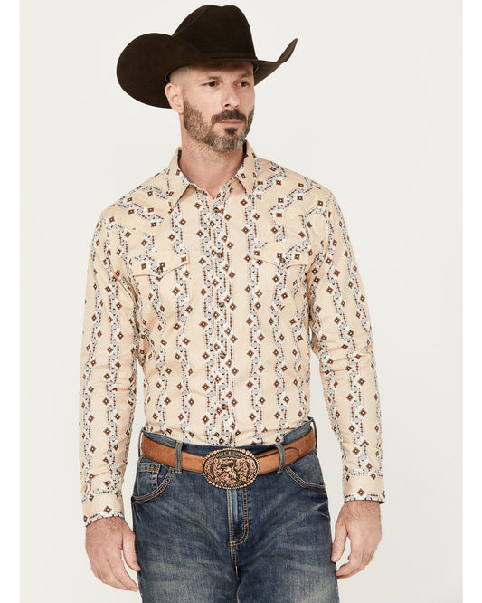 Men's Floral Striped Print Long Sleeve Snap Western Shirt | Cody James Clothing|Sale