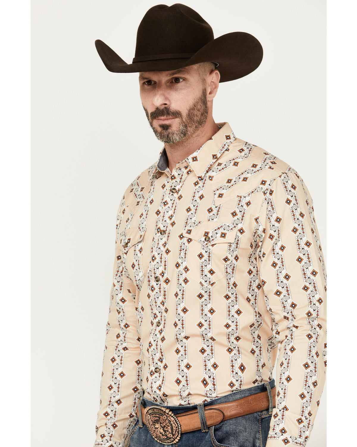 Men's Floral Striped Print Long Sleeve Snap Western Shirt | Cody James Clothing|Sale