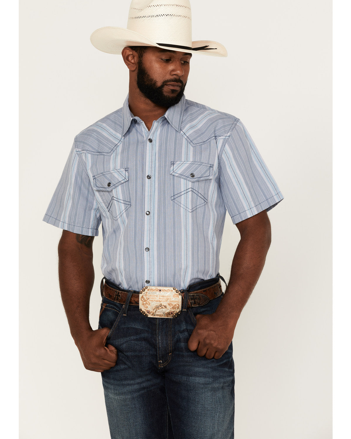 Men's Springs Vertical Stripe Short Sleeve Snap Western Shi | Cody James Clothing|Sale