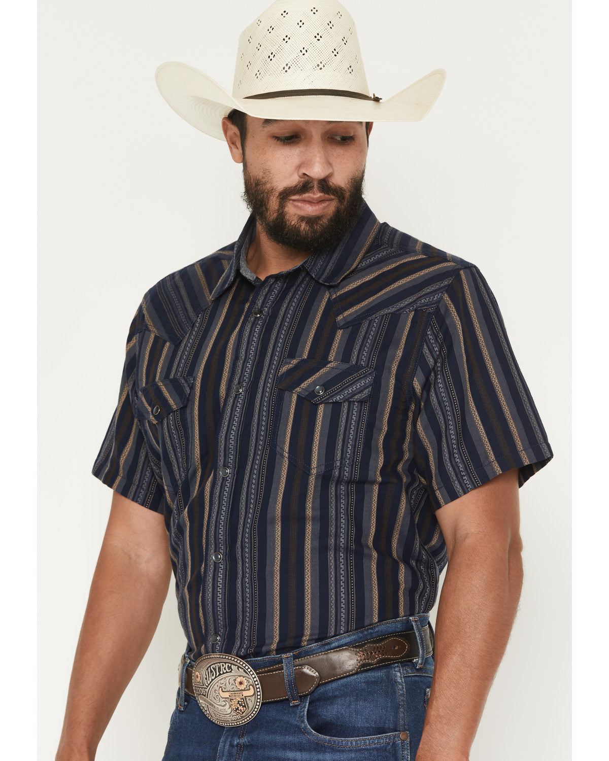 Men's Highland Rim Striped Print Short Sleeve Snap Western | Cody James Clothing|Sale