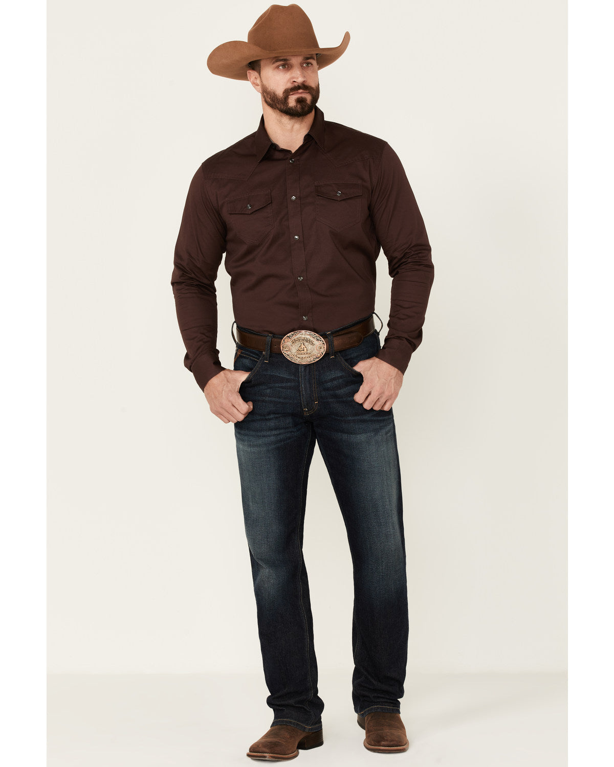 Men's Solid Treadstone Long Sleeve Pearl Snap Western Shirt | Cody James Clothing