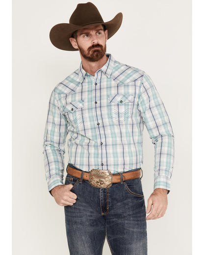 Men's Ely Plaid Print Long Sleeve Western Snap Shirt | Cody James Clothing|Sale
