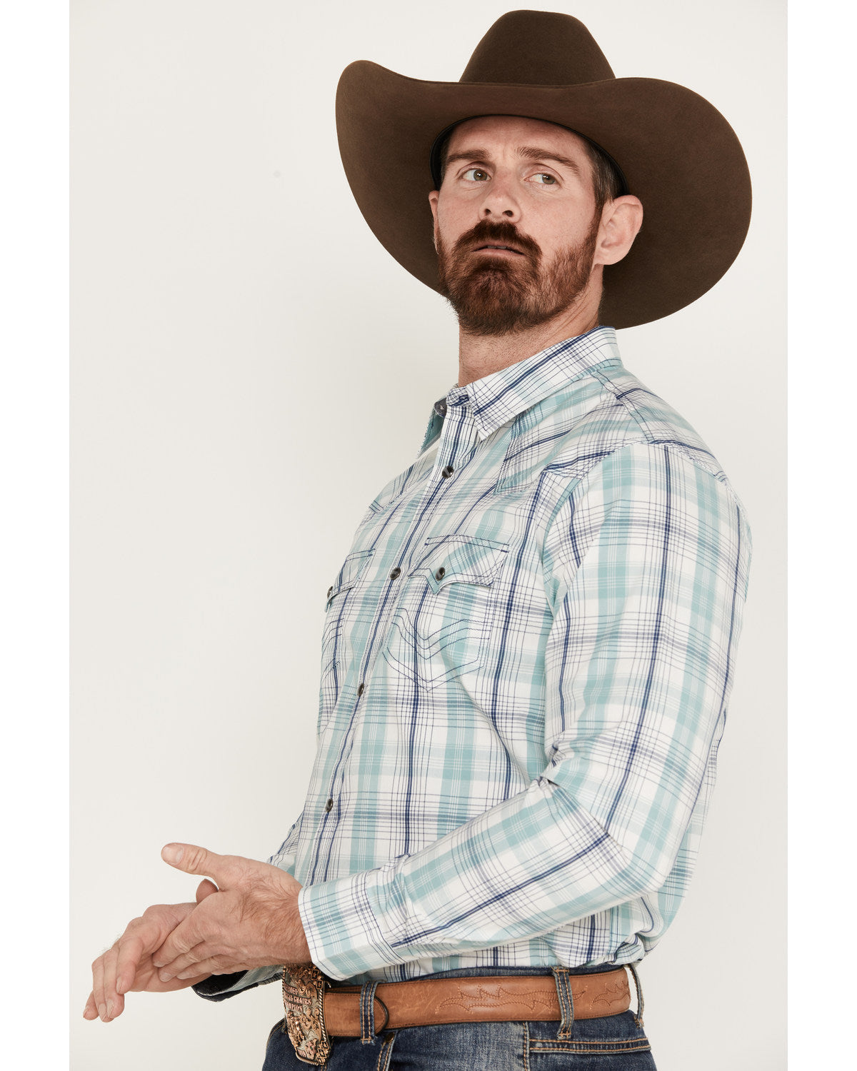 Men's Ely Plaid Print Long Sleeve Western Snap Shirt | Cody James Clothing|Sale