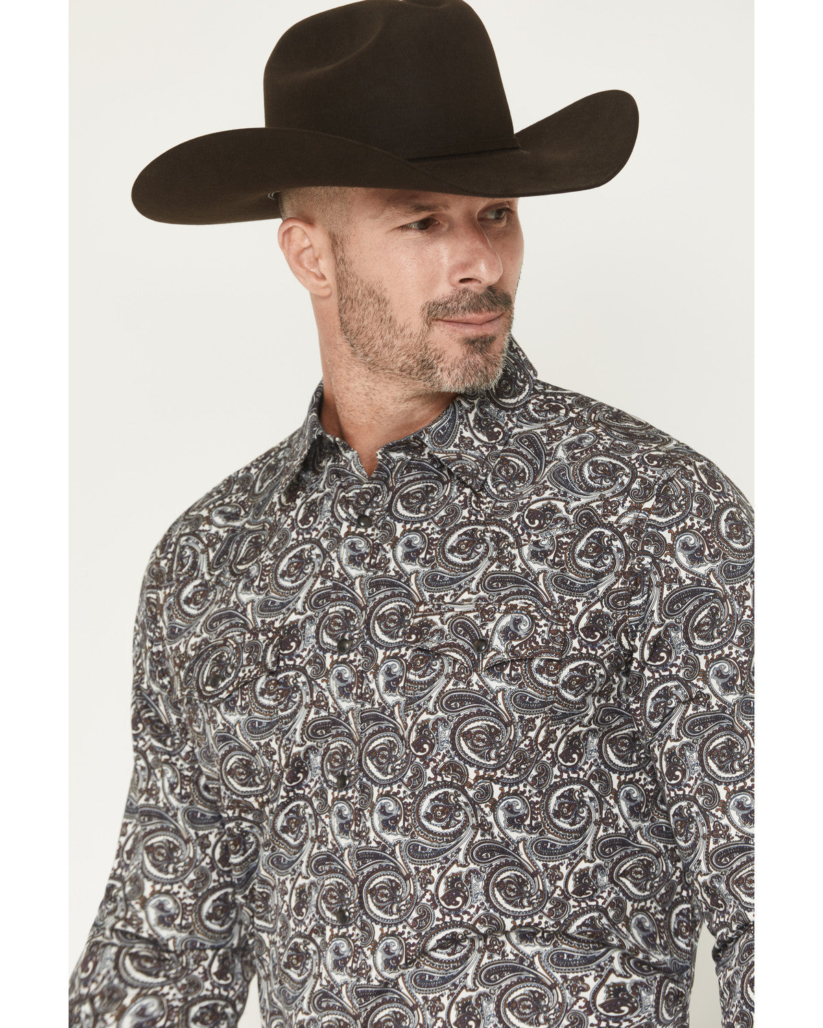 Men's Mountain Ranger Paisley Print Long Sleeve Snap Wester | Cody James Clothing