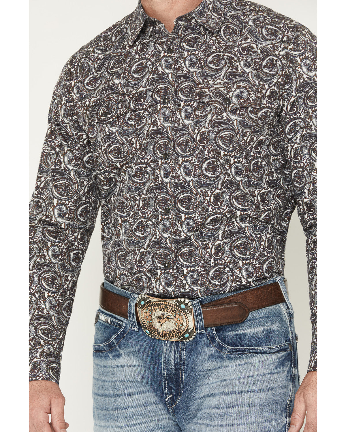 Men's Mountain Ranger Paisley Print Long Sleeve Snap Wester | Cody James Clothing