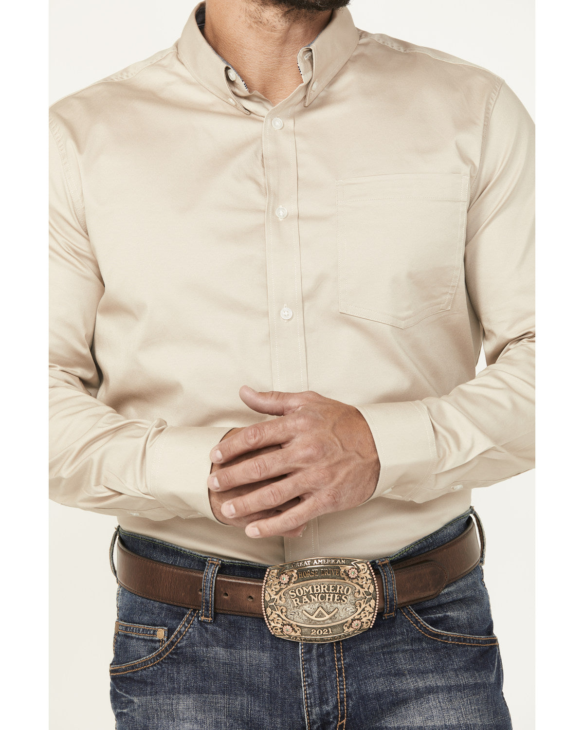 Men's Basic Twill Long Sleeve Button-Down Performance Weste | Cody James Clothing