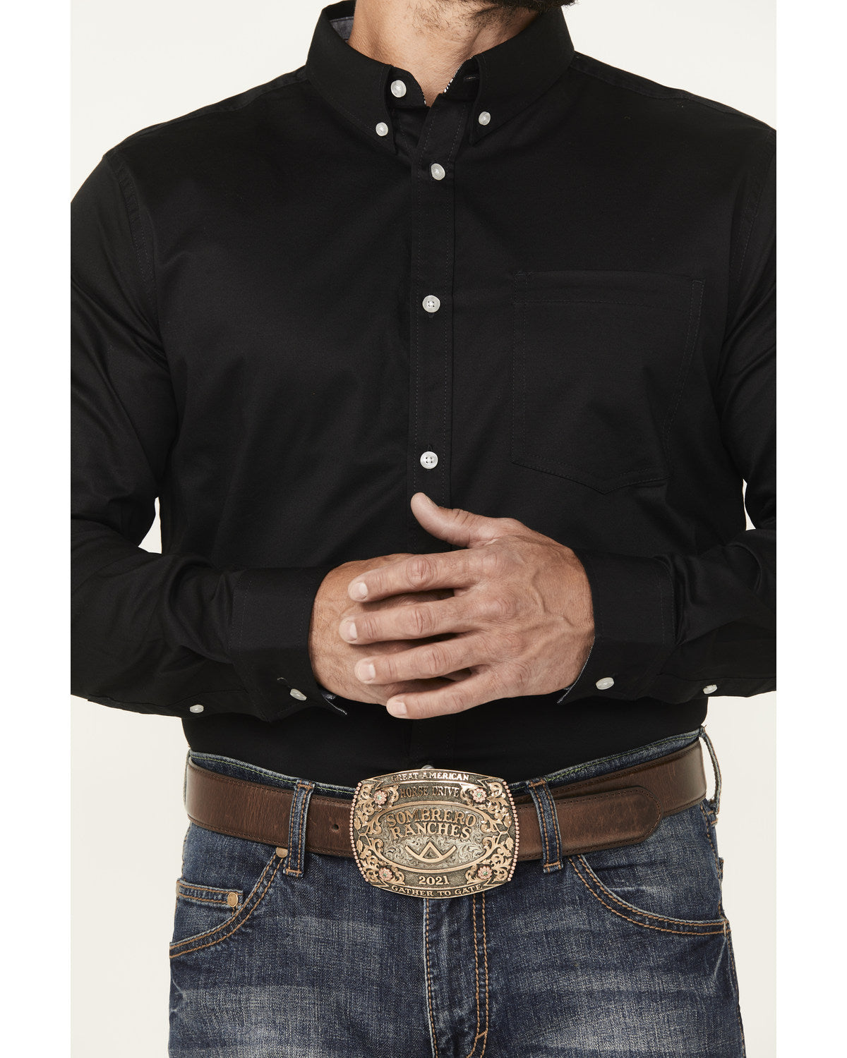 Men's Basic Twill Long Sleeve Button-Down Performance Weste | Cody James Clothing