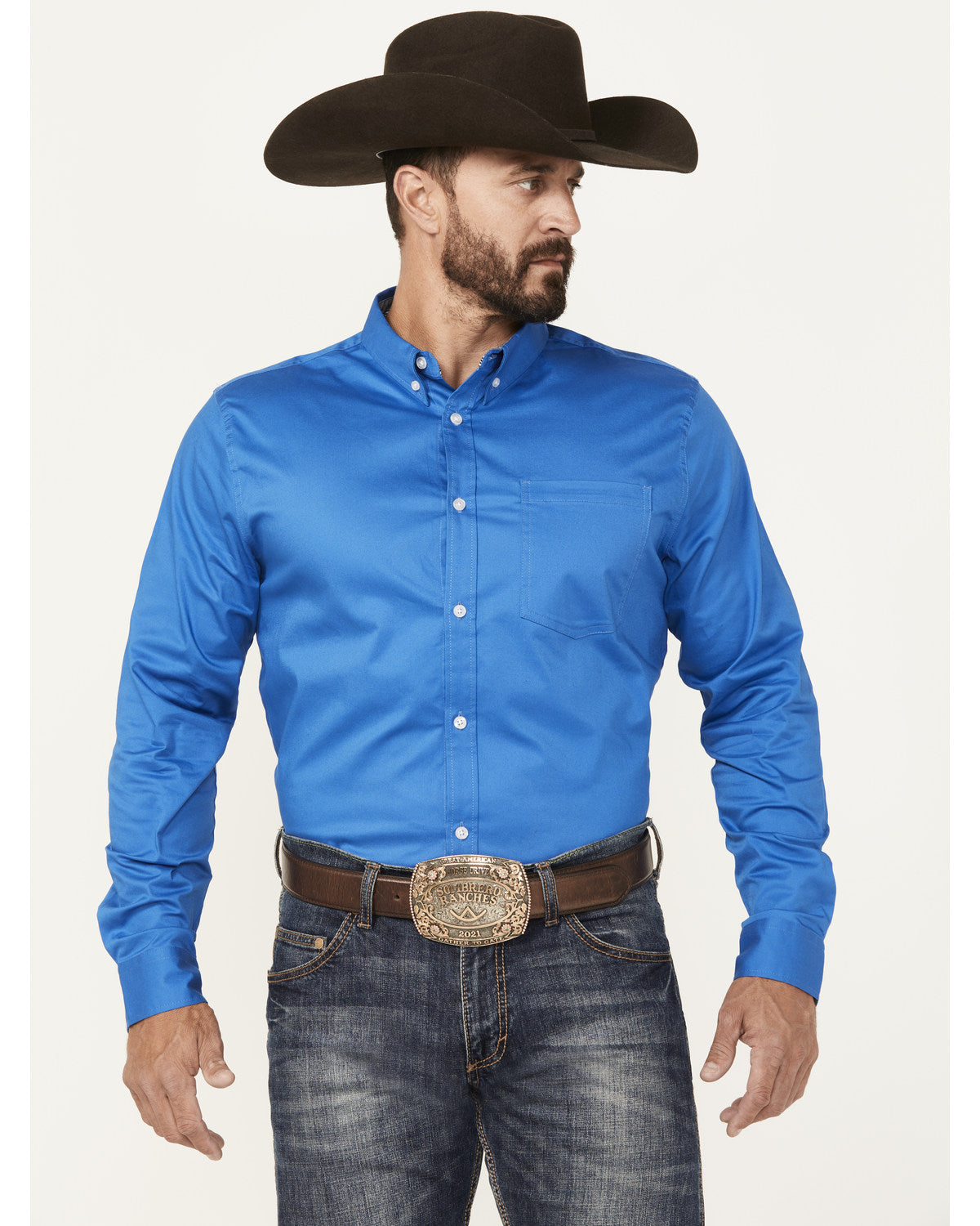 Men's Basic Twill Long Sleeve Button-Down Performance Weste | Cody James Clothing