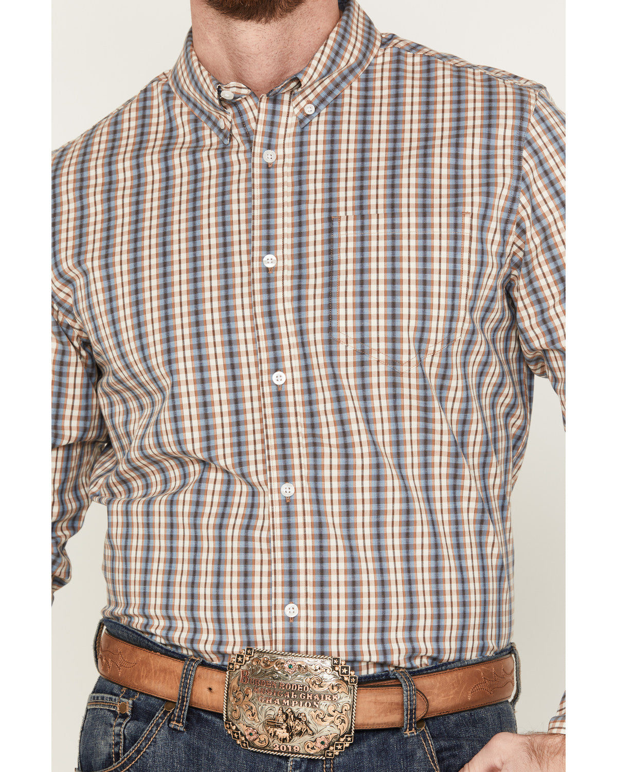 Men's Hayfield Plaid Print Long Sleeve Button-Down Stretch | Cody James Clothing|Sale