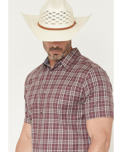 Men's Cowboy Brew Plaid Print Short Sleeve Button-Down Stre | Cody James Clothing