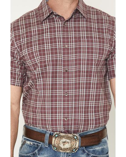 Men's Cowboy Brew Plaid Print Short Sleeve Button-Down Stre | Cody James Clothing