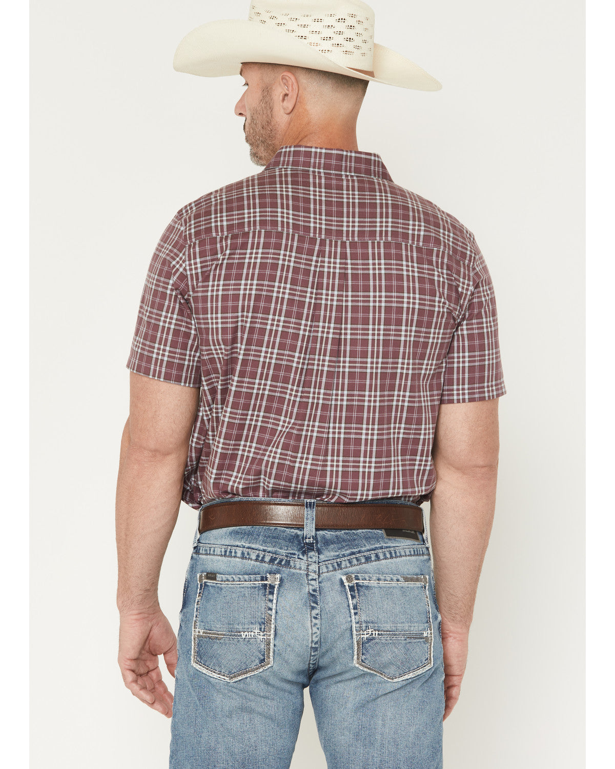 Men's Cowboy Brew Plaid Print Short Sleeve Button-Down Stre | Cody James Clothing