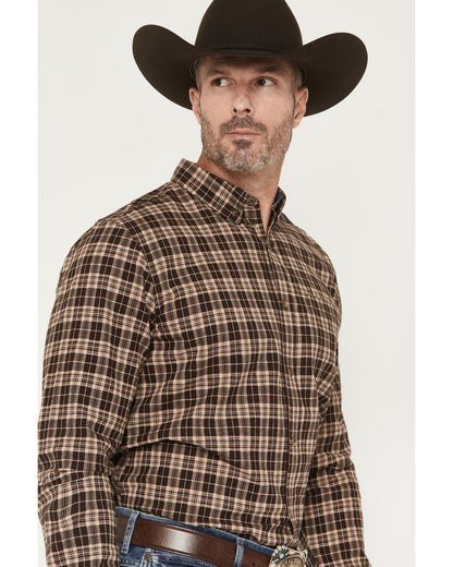 Men's Whiskey Ranch Plaid Print Long Sleeve Button-Down Str | Cody James Clothing