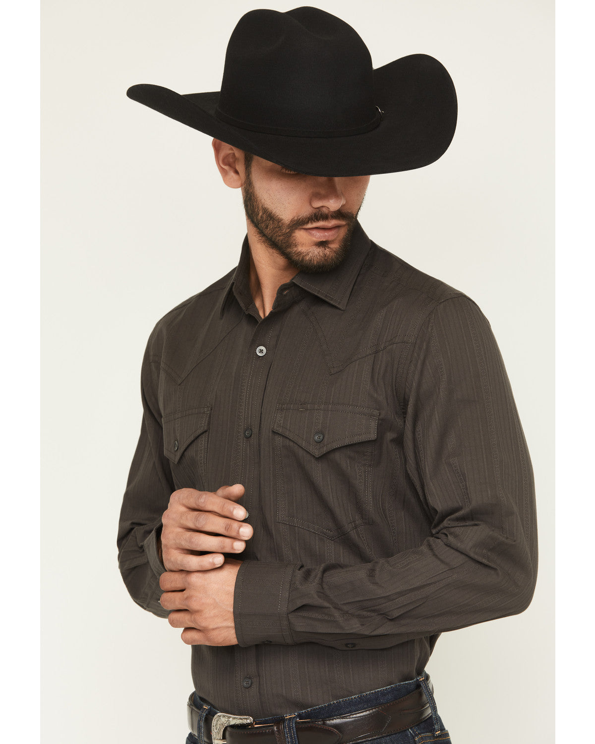 Black 1978® Men's Cluny Tonal Striped Long Sleeve Button-Do | Cody James Clothing
