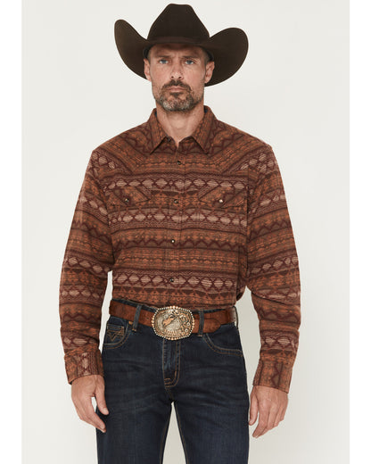 Men's Red Label Southwestern Print Long Sleeve Snap Flannel | Cody James Clothing|Sale