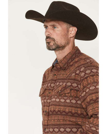 Men's Red Label Southwestern Print Long Sleeve Snap Flannel | Cody James Clothing|Sale
