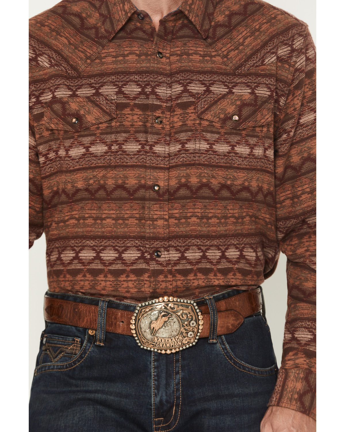 Men's Red Label Southwestern Print Long Sleeve Snap Flannel | Cody James Clothing|Sale