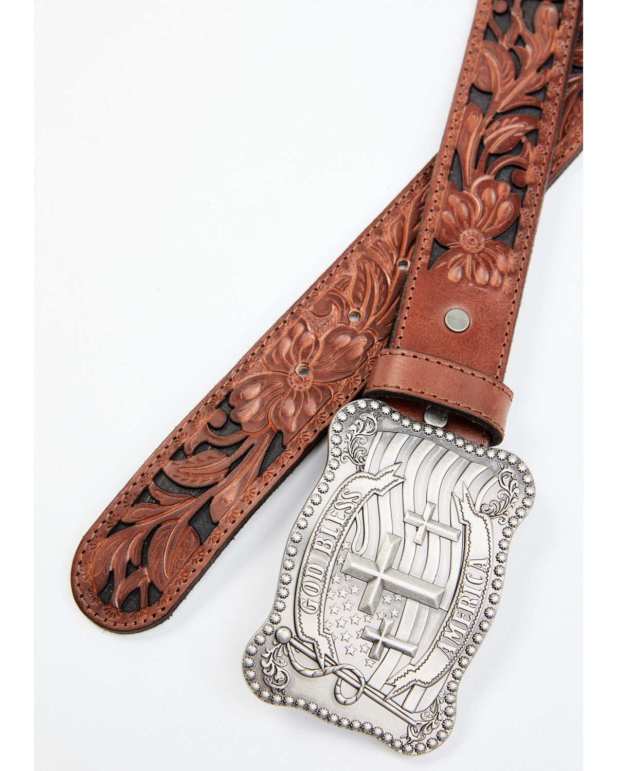 Men's God Bless America Cross Buckle Leather Belt | Cody James Accessories