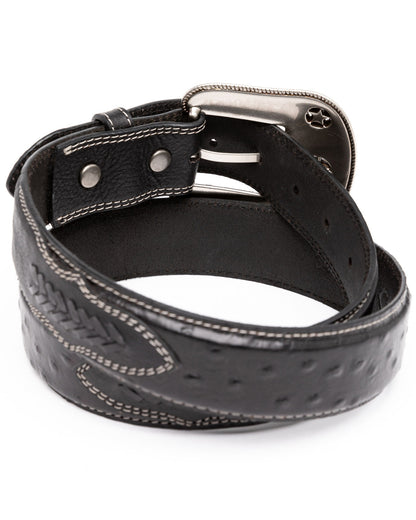 Men's Ostrich Print Embroidered Western Buckle Belt | Cody James Accessories