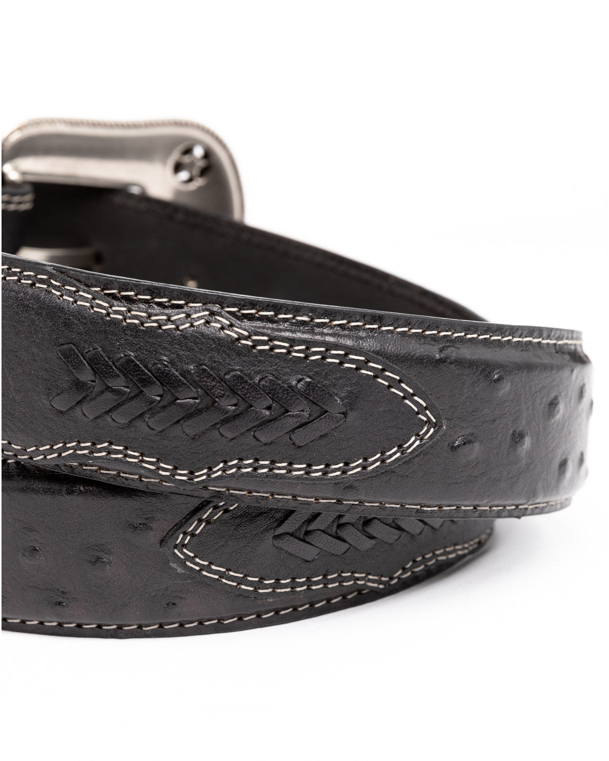 Men's Ostrich Print Embroidered Western Buckle Belt | Cody James Accessories