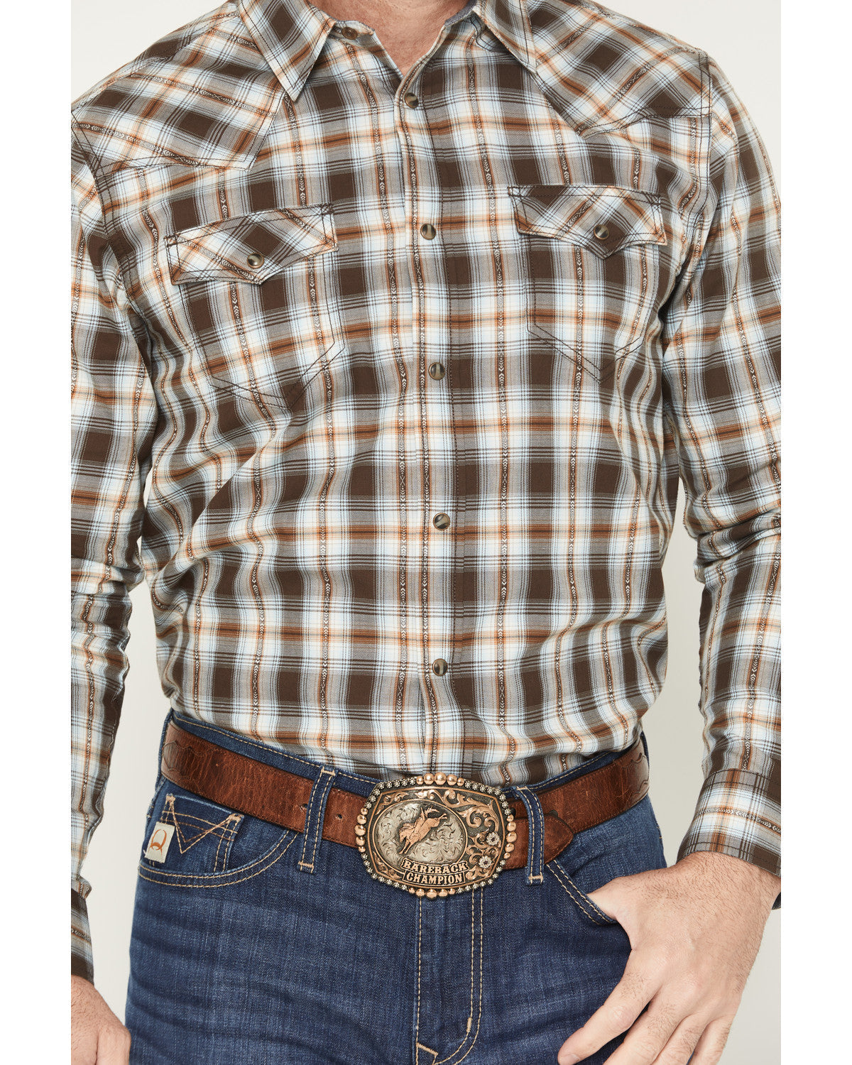 The American Cowboy Southwestern Plaid Print Long Sleeve Sn | Cody James Clothing