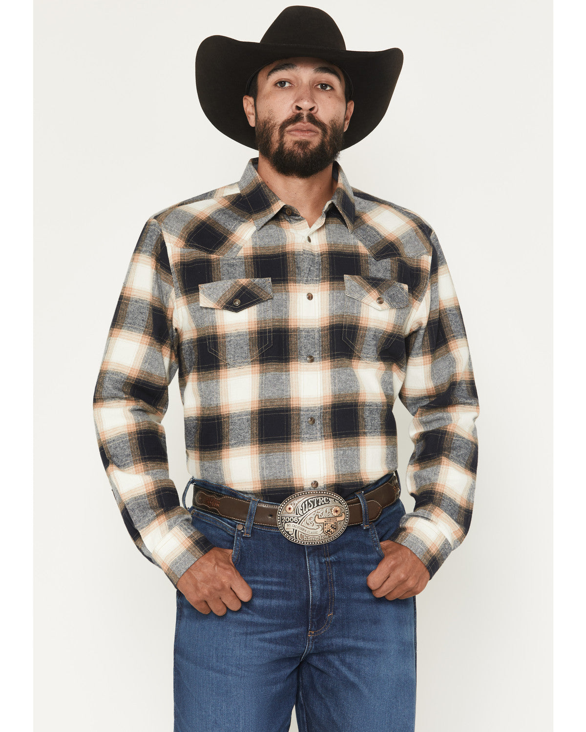 Men's Bull Rider Plaid Print Long Sleeve Snap Flannel Shirt | Cody James Clothing