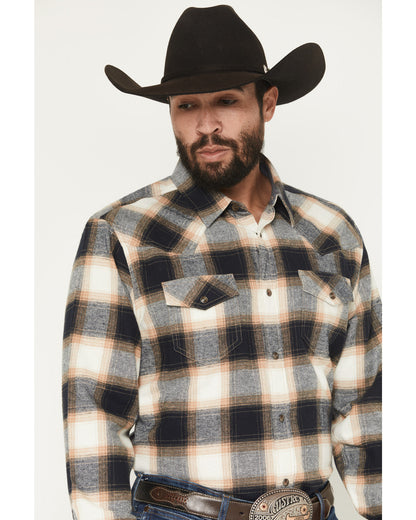 Men's Bull Rider Plaid Print Long Sleeve Snap Flannel Shirt | Cody James Clothing