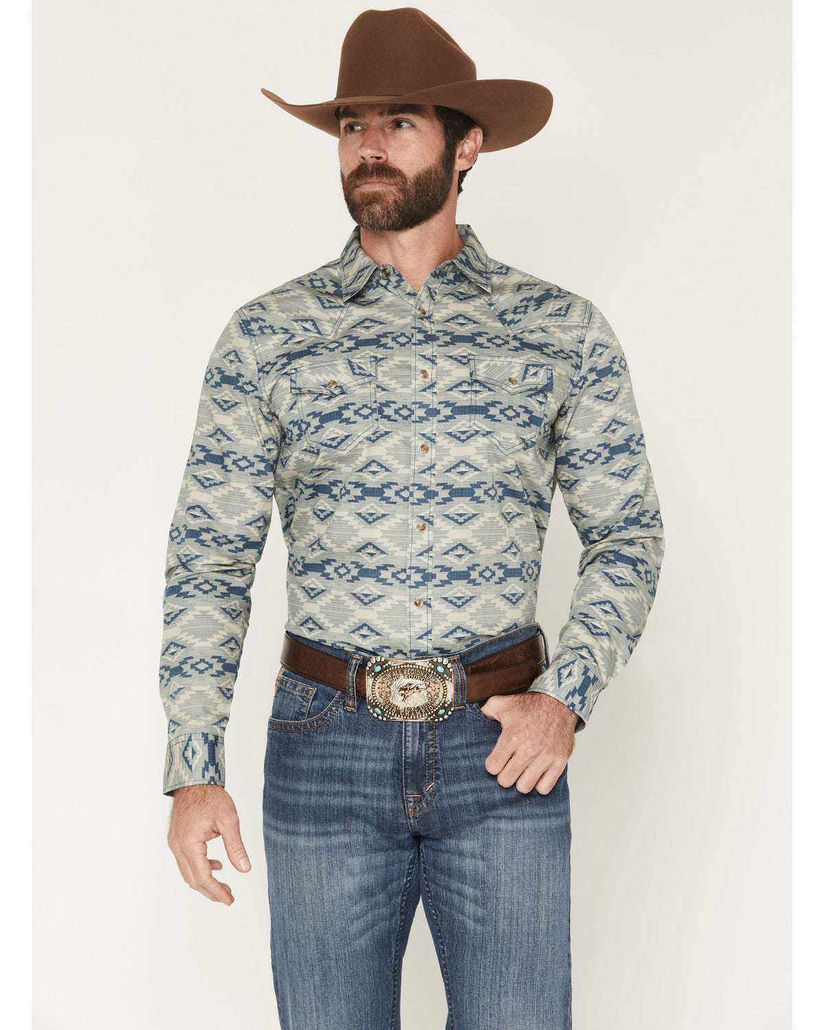Men's Wider Southwestern Print Long Sleeve Snap Western Shi | Cody James Clothing