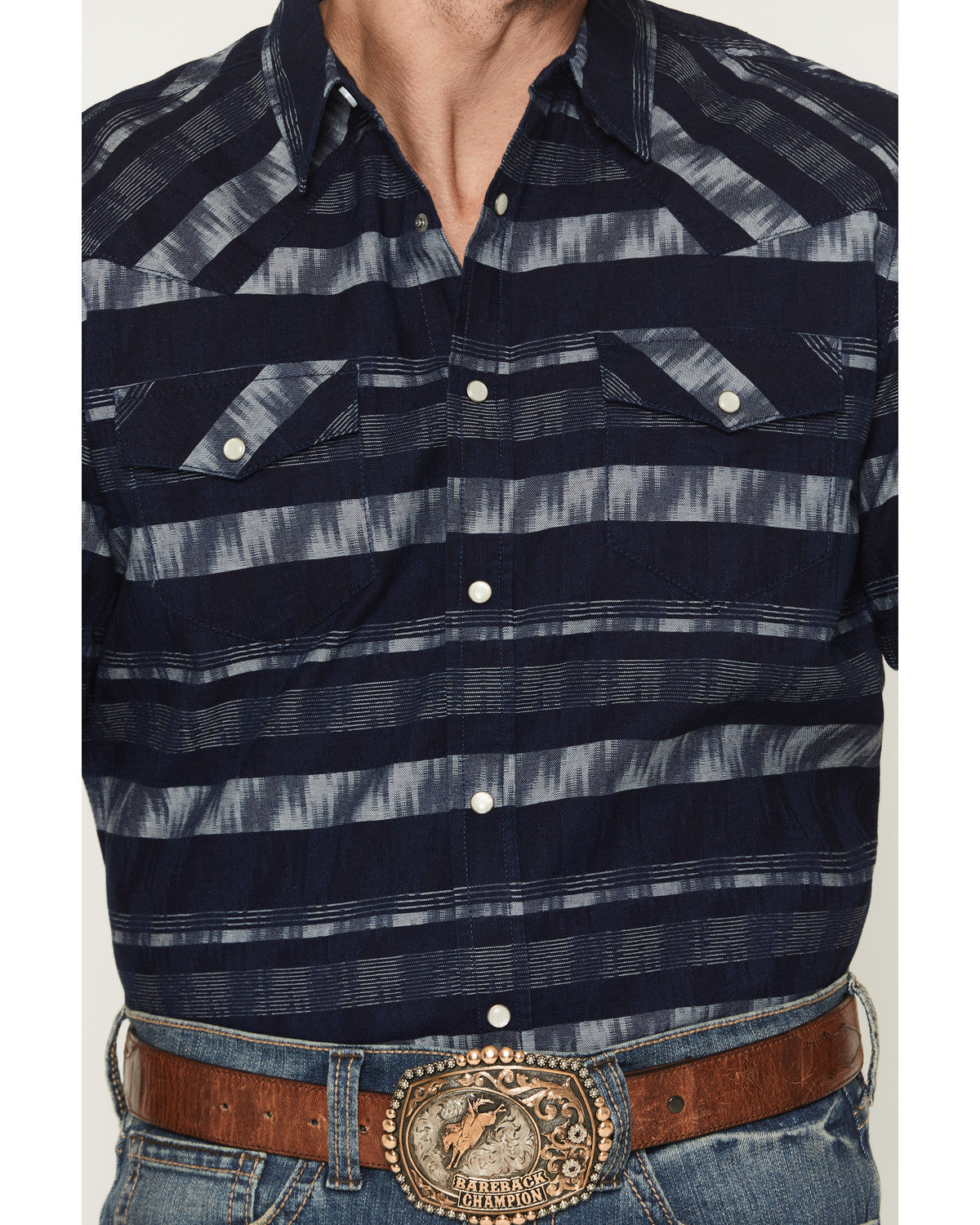 Men's Ikat Striped Short Sleeve Pearl Snap Western Shirt | Cody James Clothing