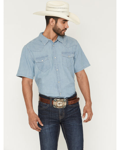 Men's Horizon Chambray Light Wash Short Sleeve Snap Western | Cody James Clothing