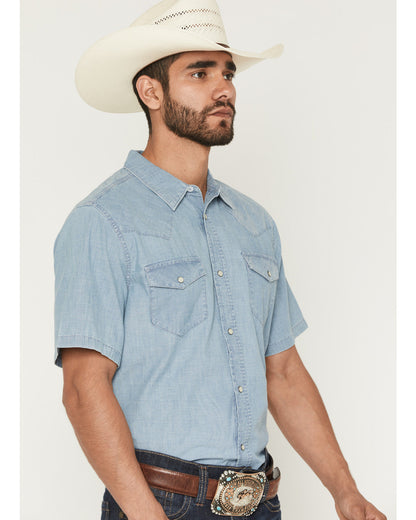Men's Horizon Chambray Light Wash Short Sleeve Snap Western | Cody James Clothing