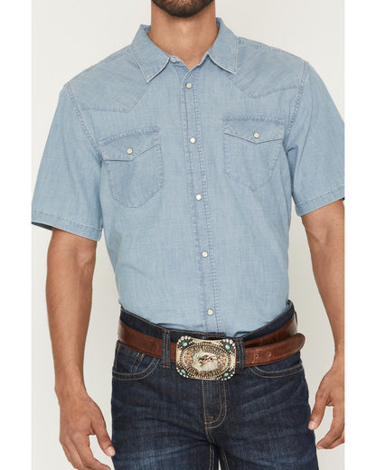 Men's Horizon Chambray Light Wash Short Sleeve Snap Western | Cody James Clothing
