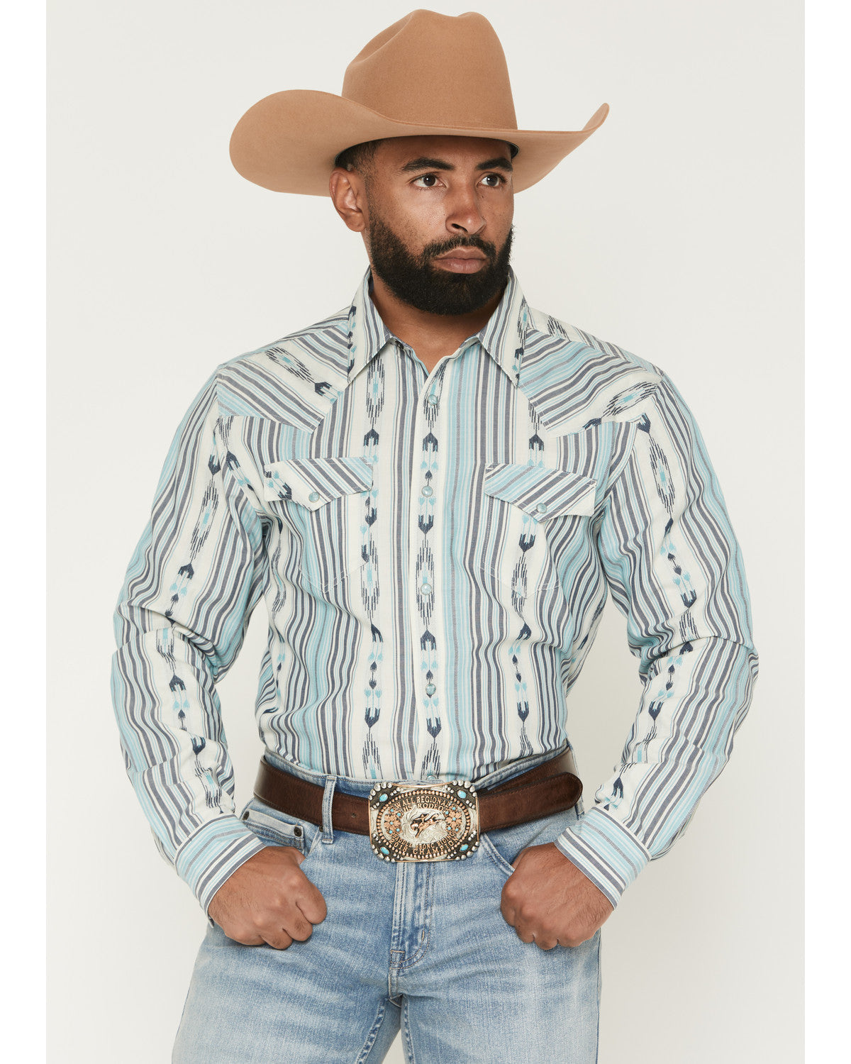 Men's Heath Southwestern Striped Long Sleeve Snap Stretch W | Cody James Clothing