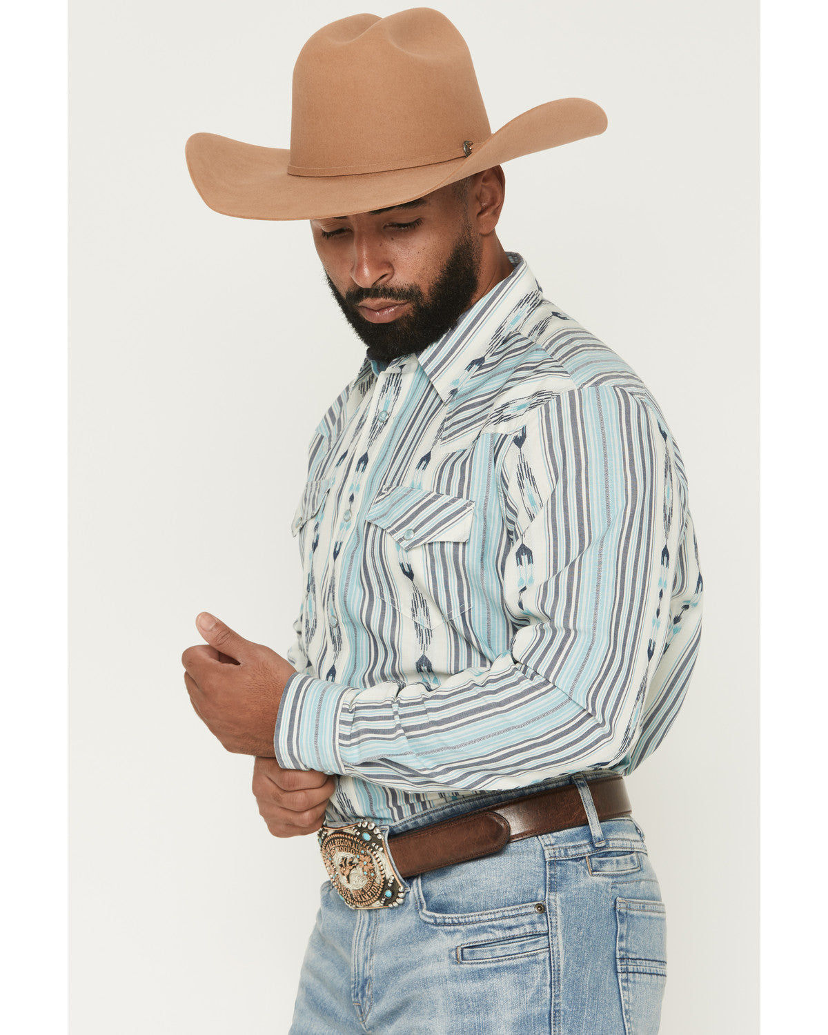 Men's Heath Southwestern Striped Long Sleeve Snap Stretch W | Cody James Clothing
