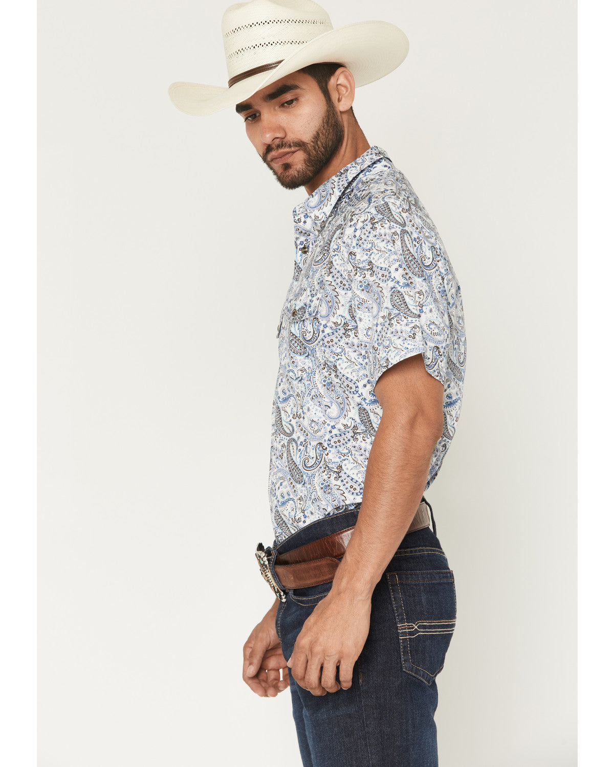 Men's Ryder Paisley Print Short Sleeve Snap Western Shirt | Cody James Clothing