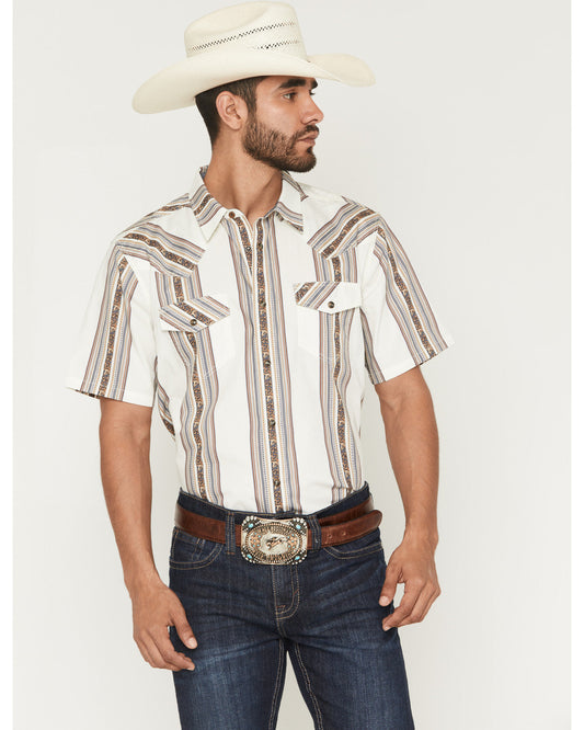 Men's Atticus Stripe Print Short Sleeve Snap Western Shirt | Cody James Clothing