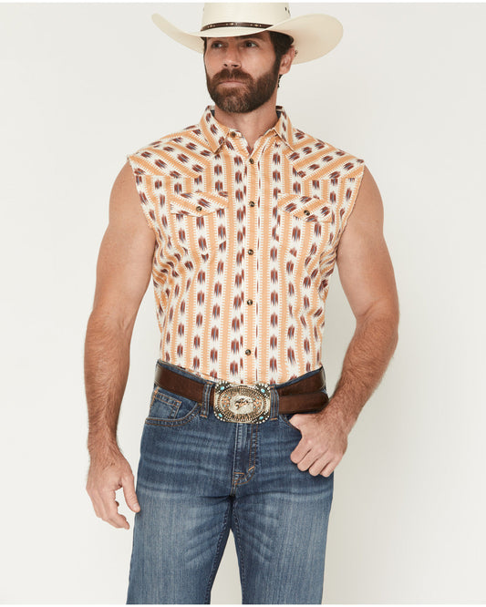 Men's Saint Southwestern Stripe Print Sleeveless Snap Weste | Cody James Clothing