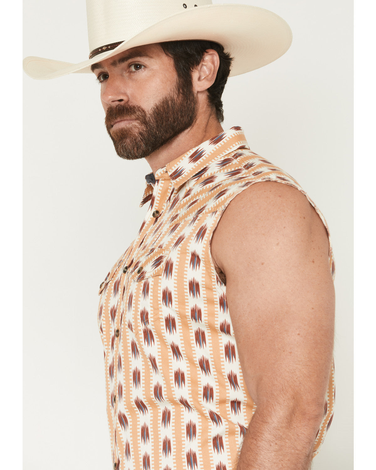 Men's Saint Southwestern Stripe Print Sleeveless Snap Weste | Cody James Clothing