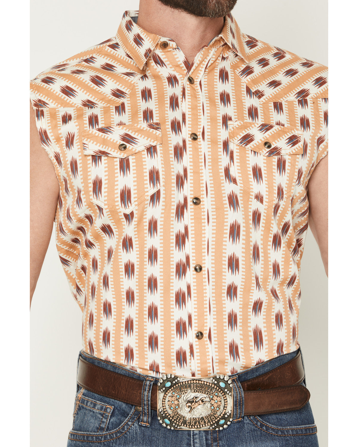 Men's Saint Southwestern Stripe Print Sleeveless Snap Weste | Cody James Clothing