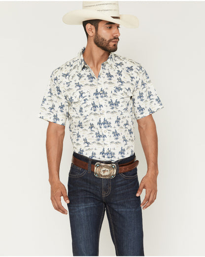 Men's Amos BBQ Western Print Short Sleeve Snap Western Shir | Cody James Clothing