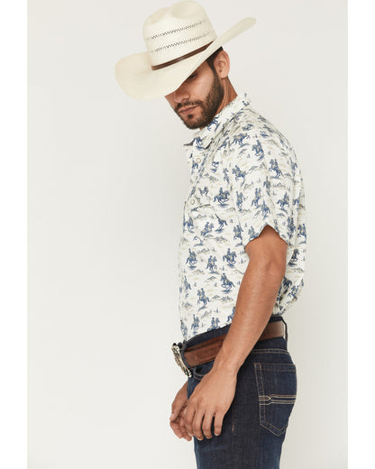Men's Amos BBQ Western Print Short Sleeve Snap Western Shir | Cody James Clothing