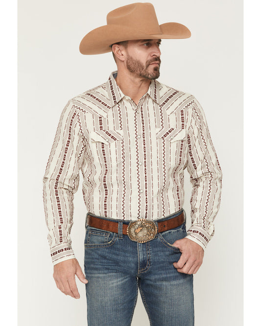 Men's Warhunt Dobby Striped Long Sleeve Snap Western Shirt | Cody James Clothing