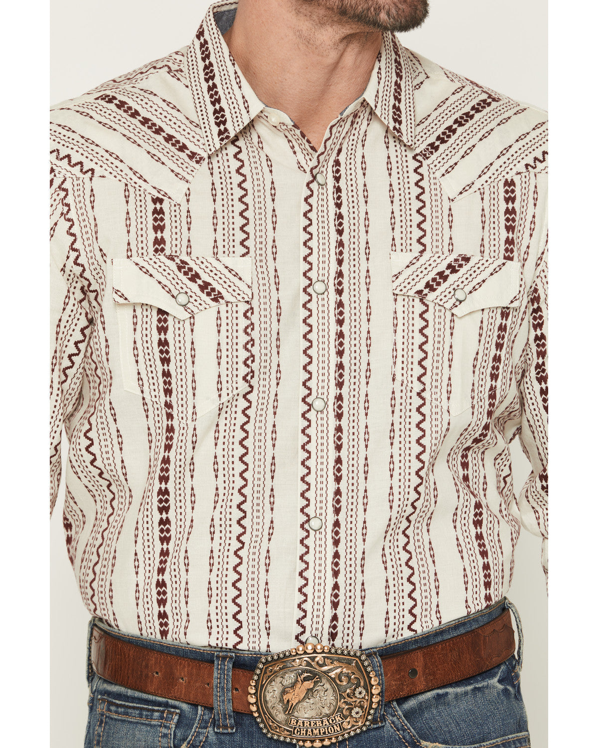 Men's Warhunt Dobby Striped Long Sleeve Snap Western Shirt | Cody James Clothing